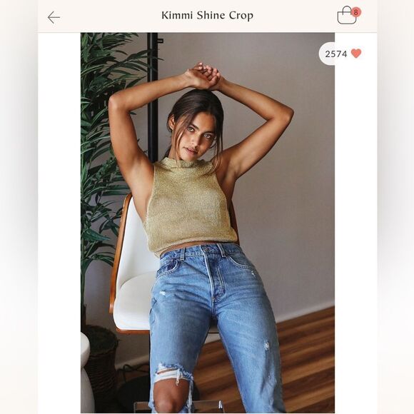 NWOT RARE FP Kimmi Shine Crop in Gold Size S - Picture 3 of 14